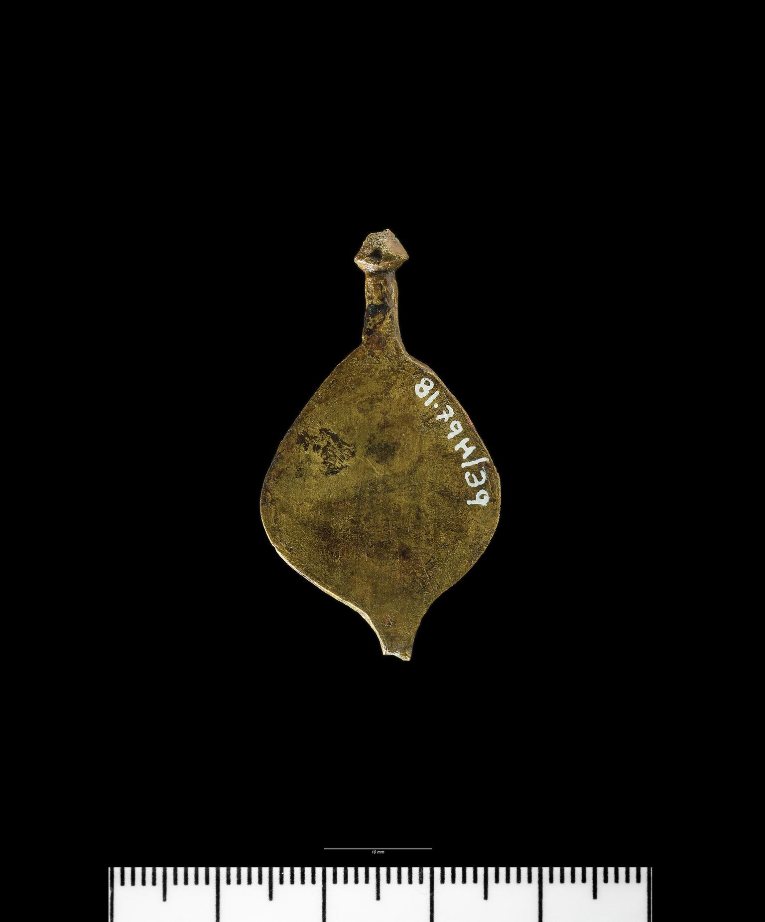 Roman copper alloy teardrop pendant