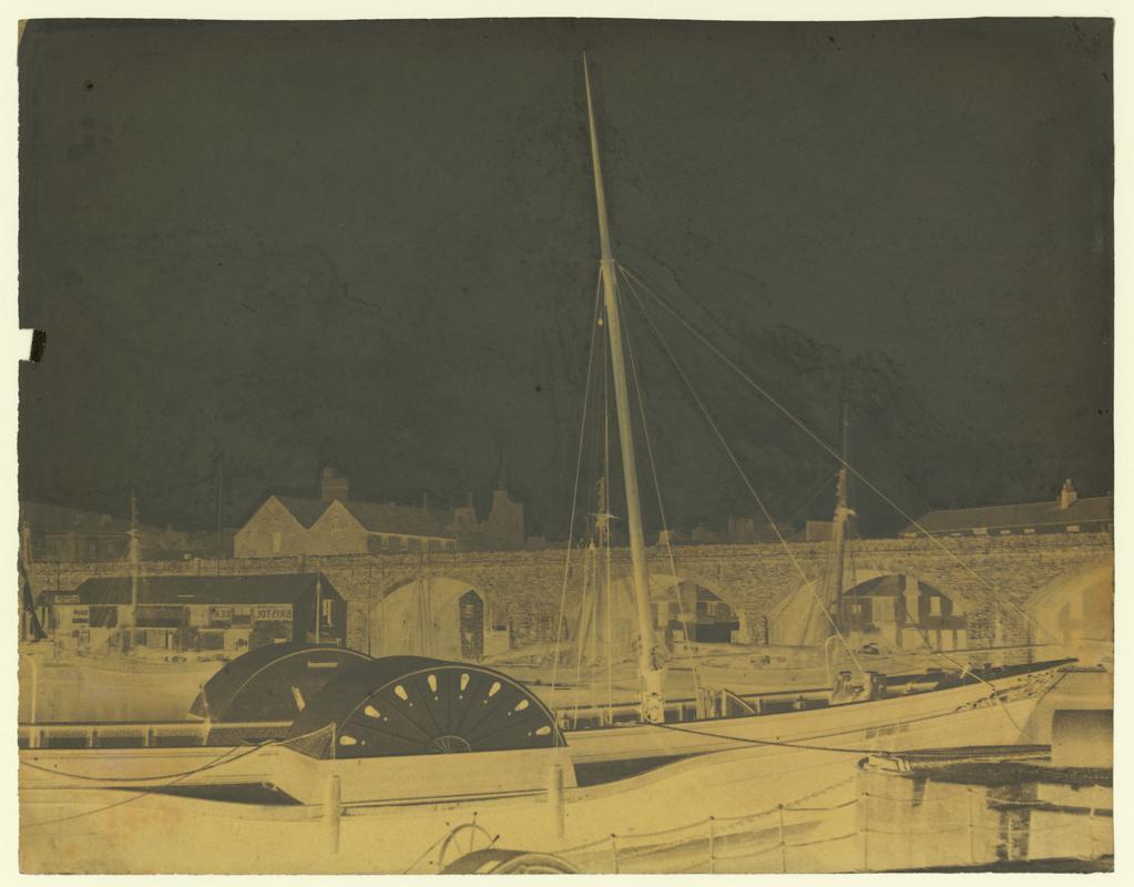 Wax paper calotype negative. View over Swansea Dock (1855-1860)