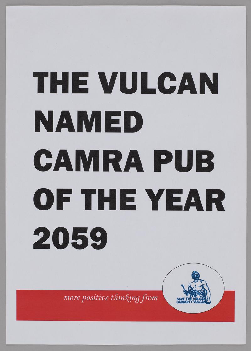 The Vulcan named CAMRA pub of the year 2059. More positive thinking from The Vulcan.&#039;