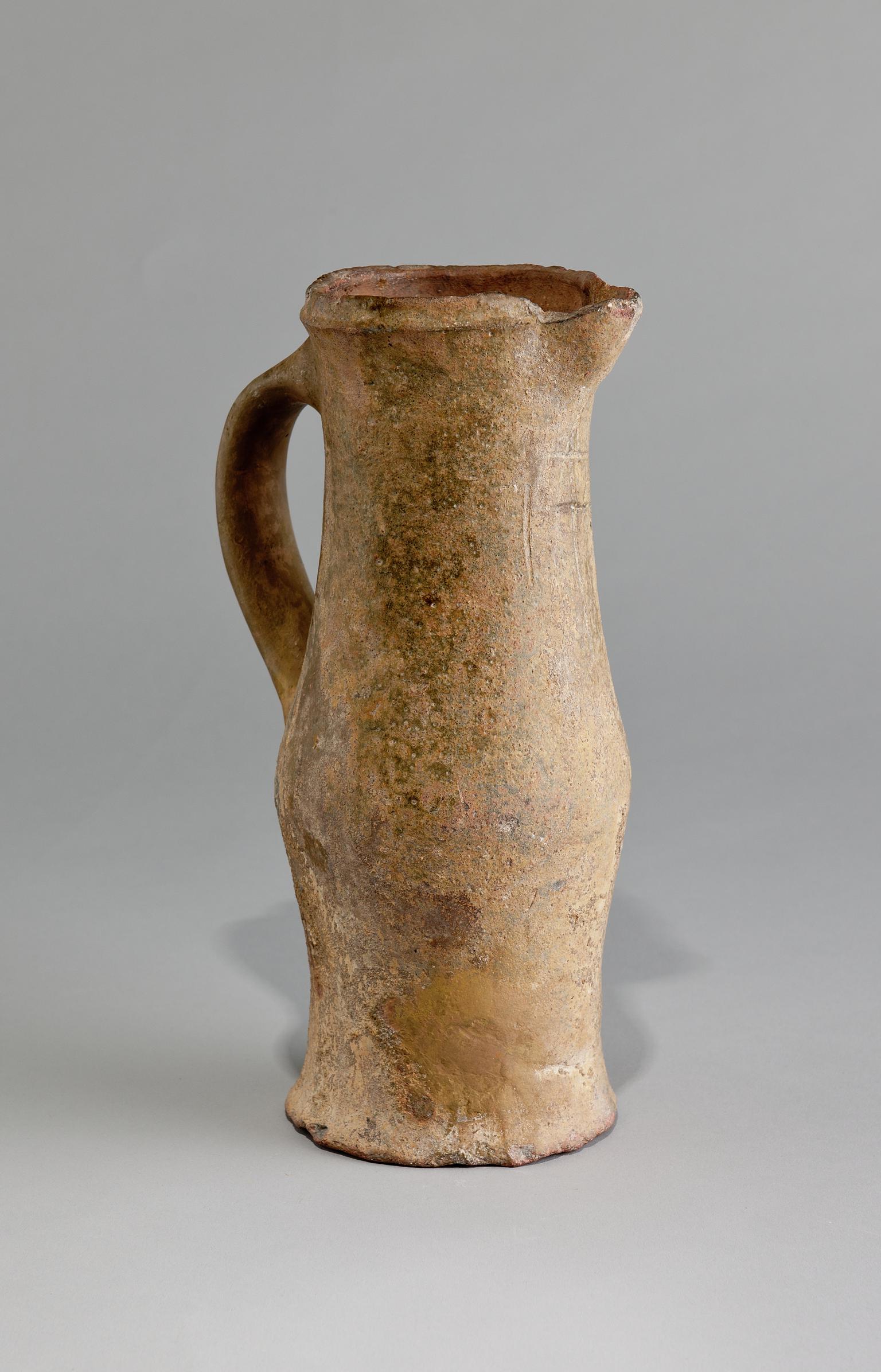 Medieval pottery baluster jug