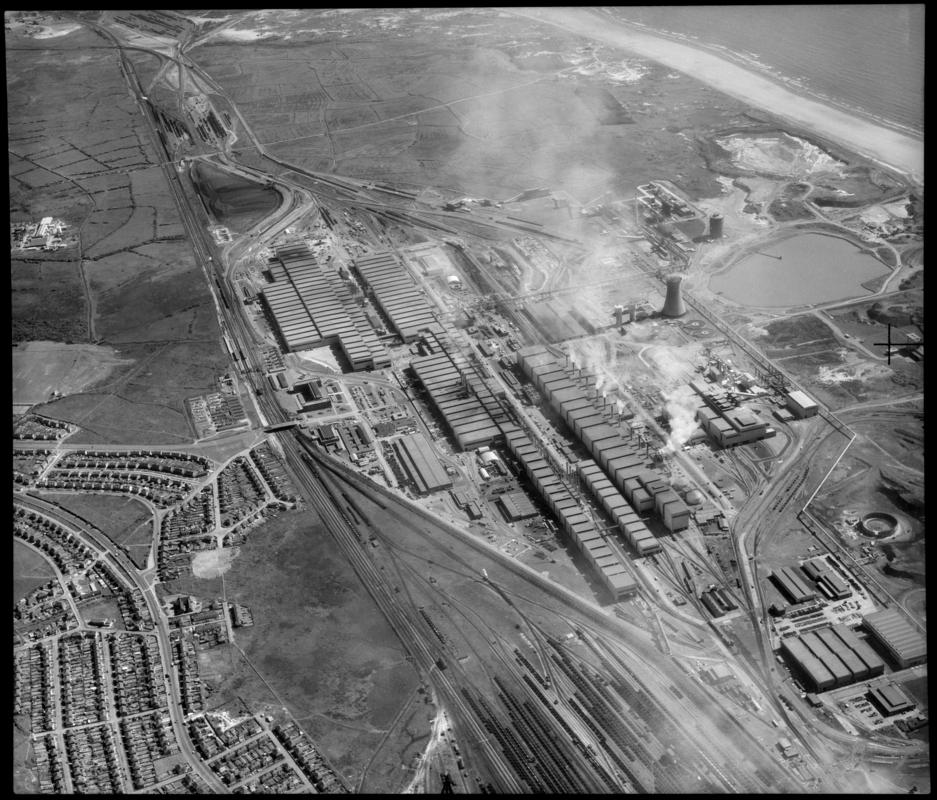 Aerial view of Steel Company of Wales works, Port Talbot.