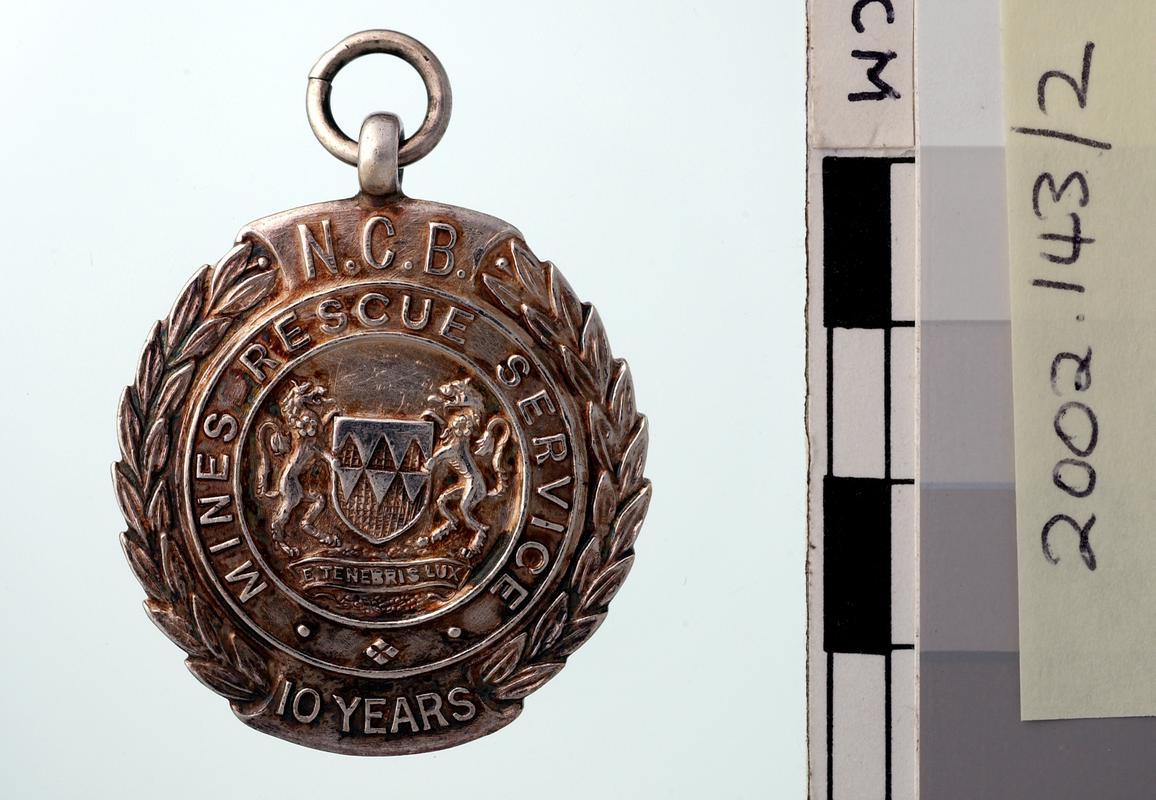 N.C.B. Mines Rescue Service Long Service (10 years) Medal (obverse)