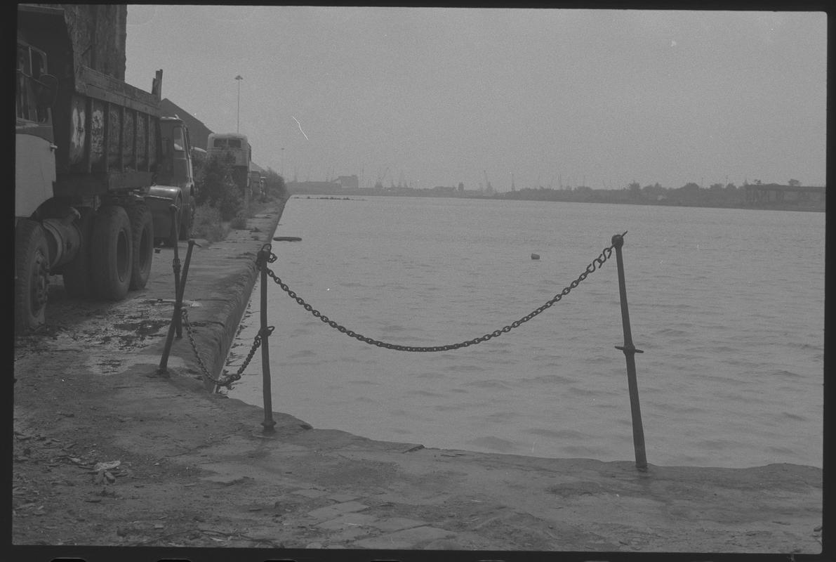 Bute East Dock from side, with lorry on left.