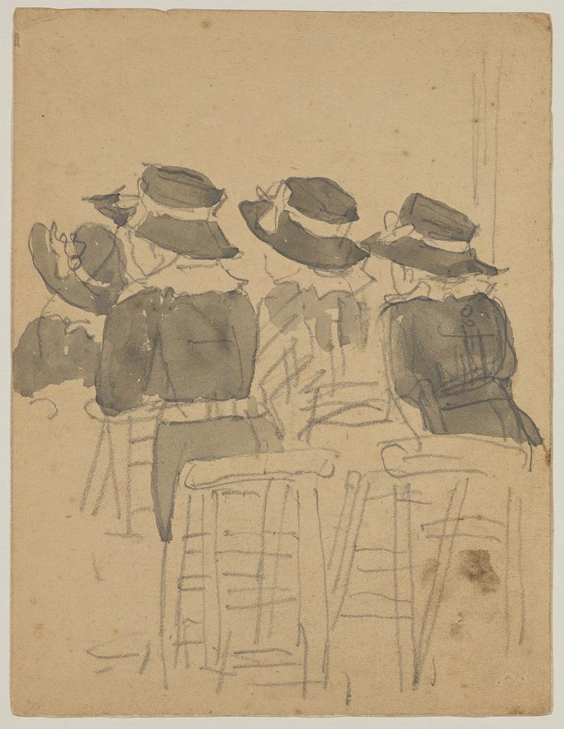 Young girls standing  in church