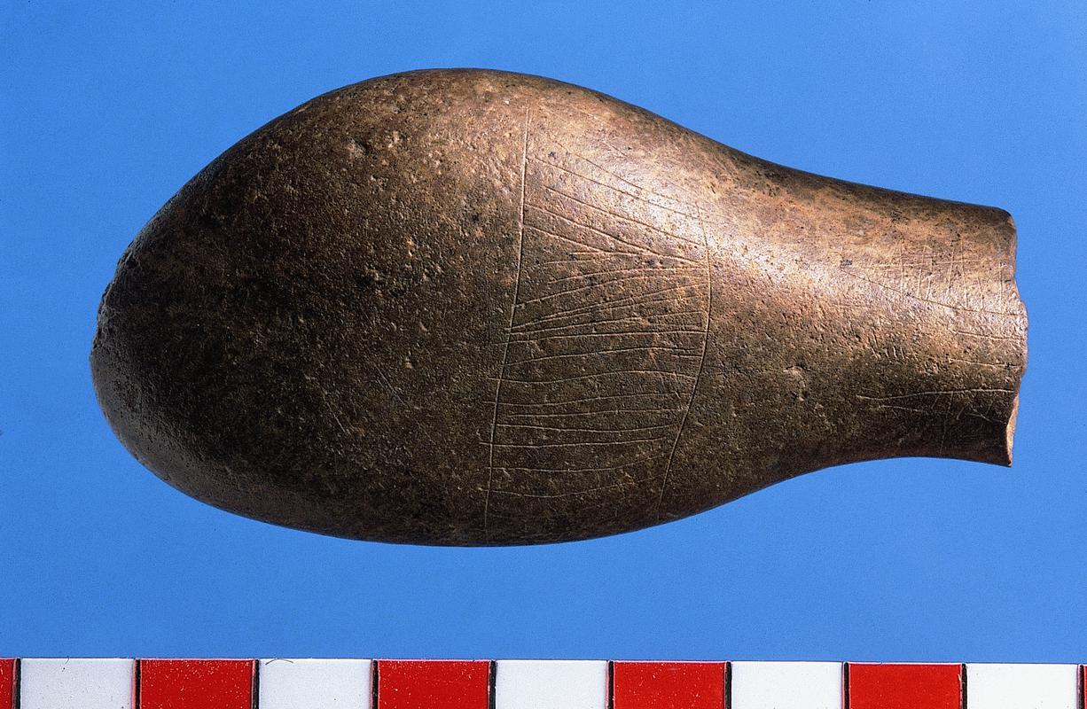 Mesolithic stone decorated pebble