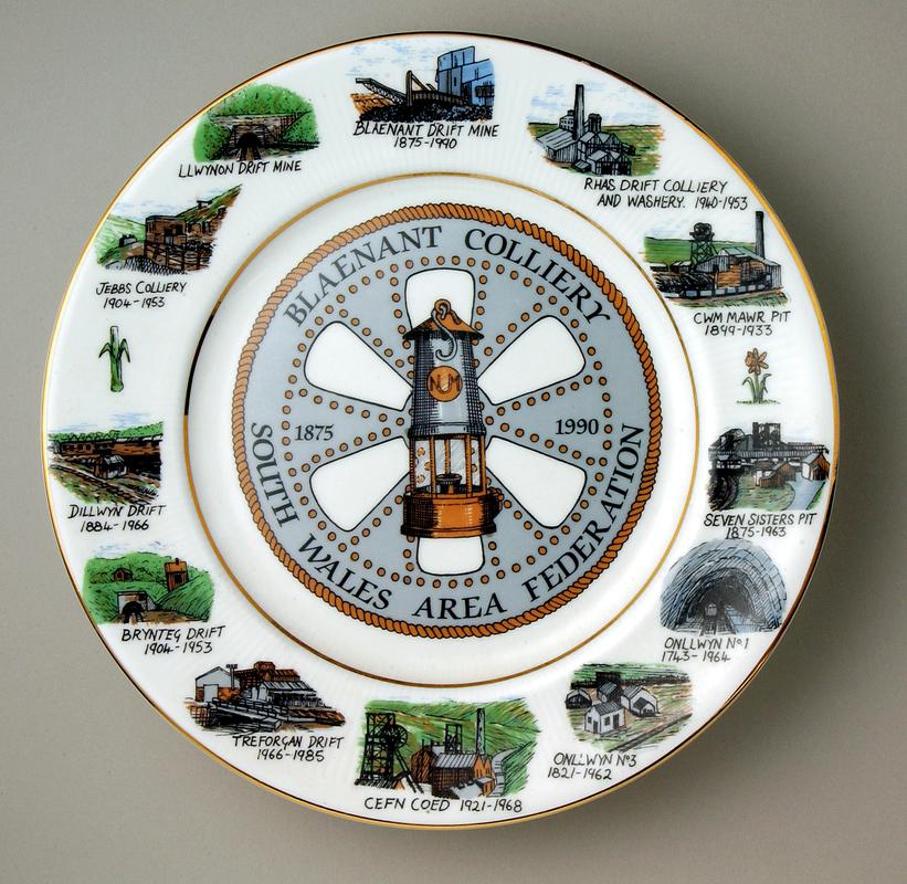 Blaenant Colliery commemorative plate 1875-1990 (front)