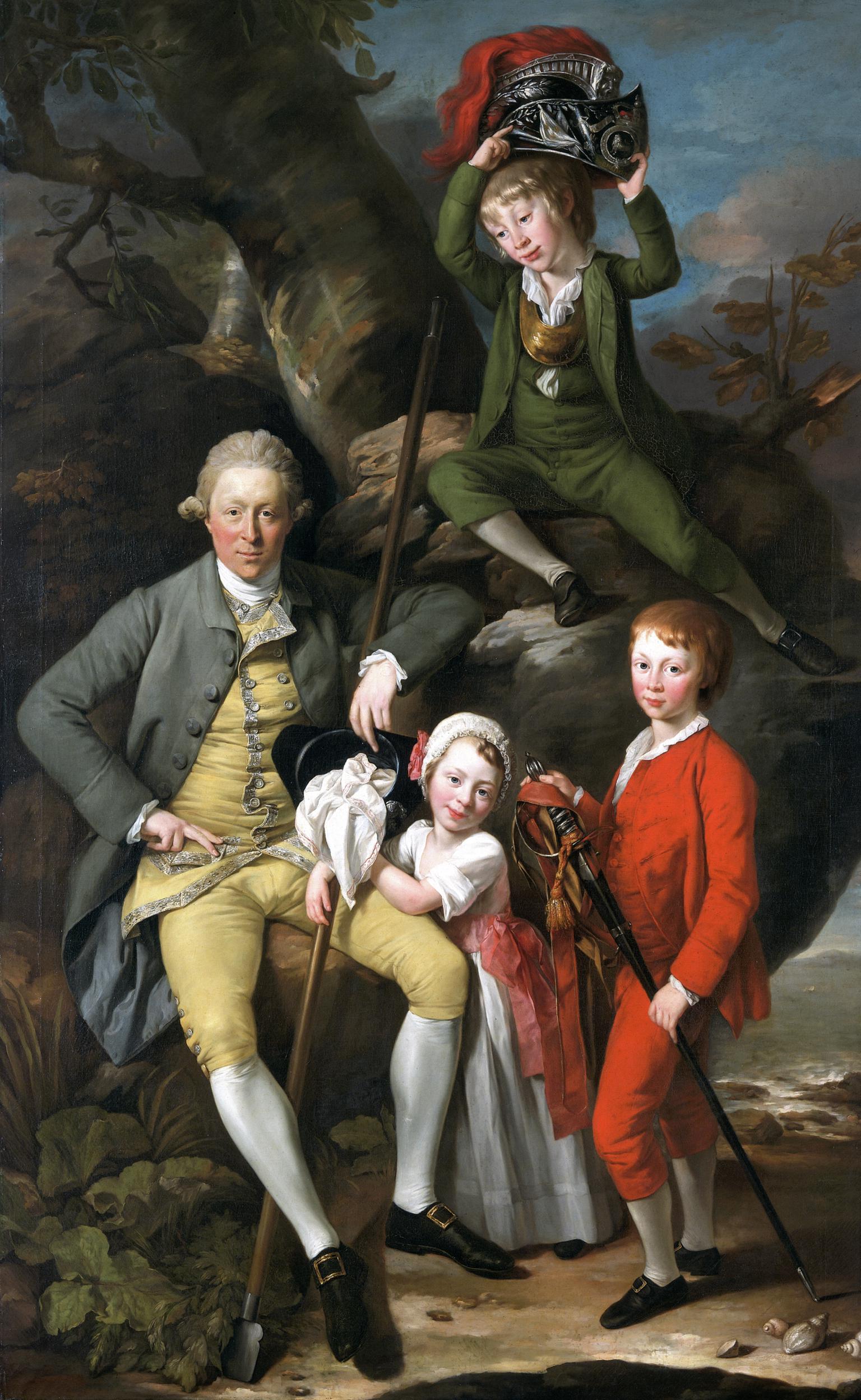 Henry Knight of Tythegston with his three children