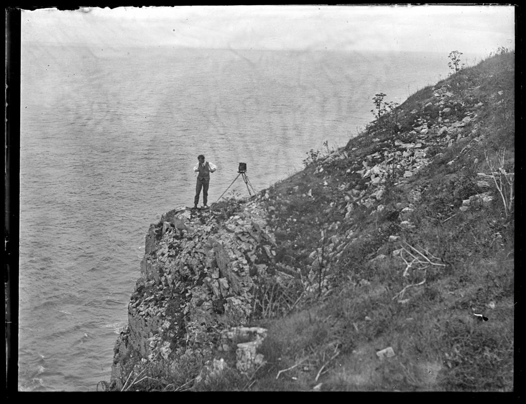 Photographing Gulls, glass negative