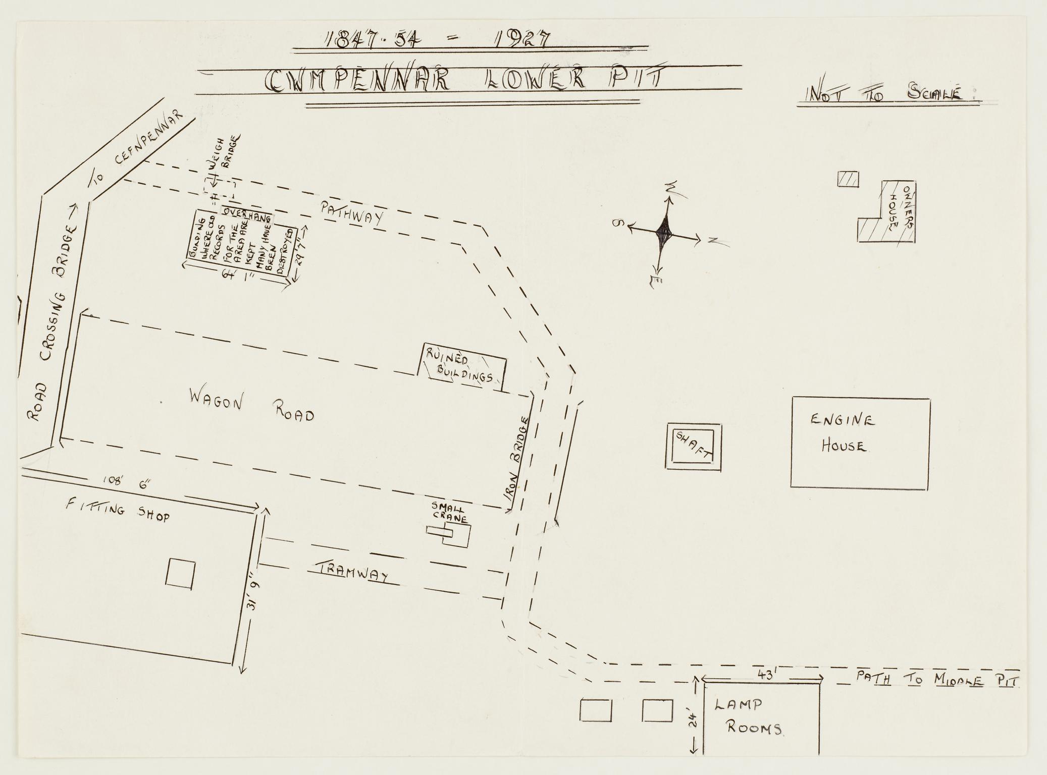 Cwmpennar Lower Pit. 1847-54 to 1927 (plan)