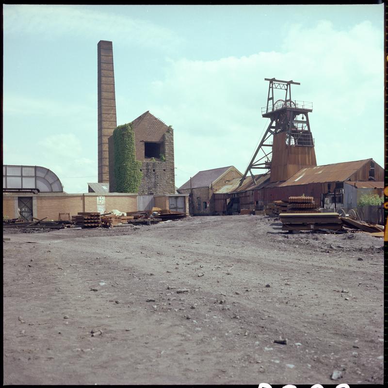 Colour film negative showing a surface view of Morlais Colliery 13 May 1981.  &#039;Morlais 13/5/81&#039; is transcribed from original negative bag.  Appears to be identical to 2009.3/1823.