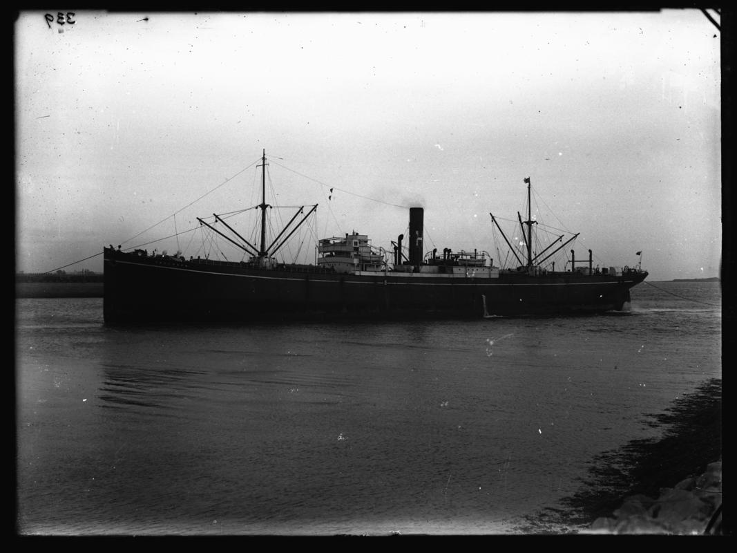 Port broadside view of S.S. TRELOSKE, c.1936.