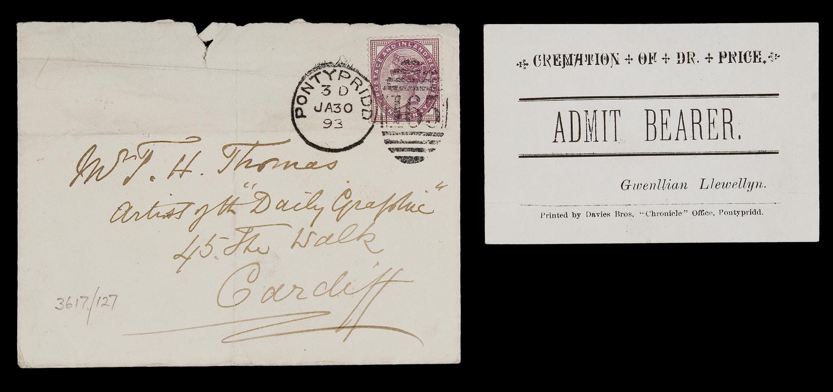 Admission ticket and envelope