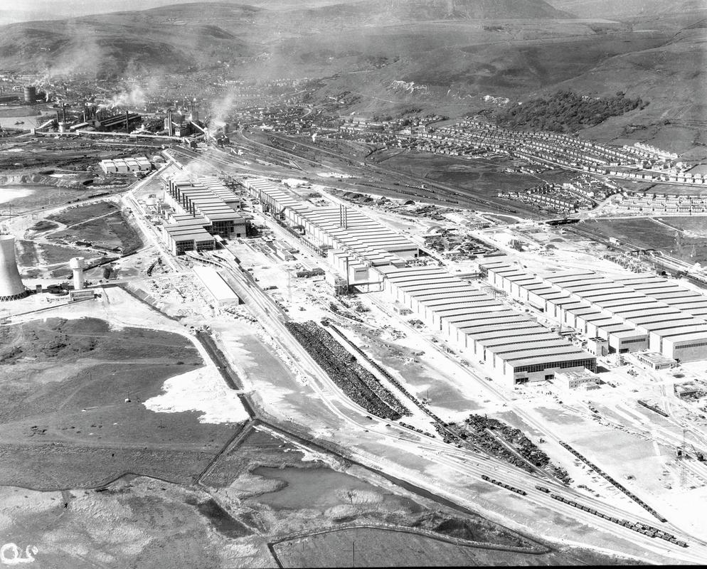 Aerial view of Abbey Steelworks from the south