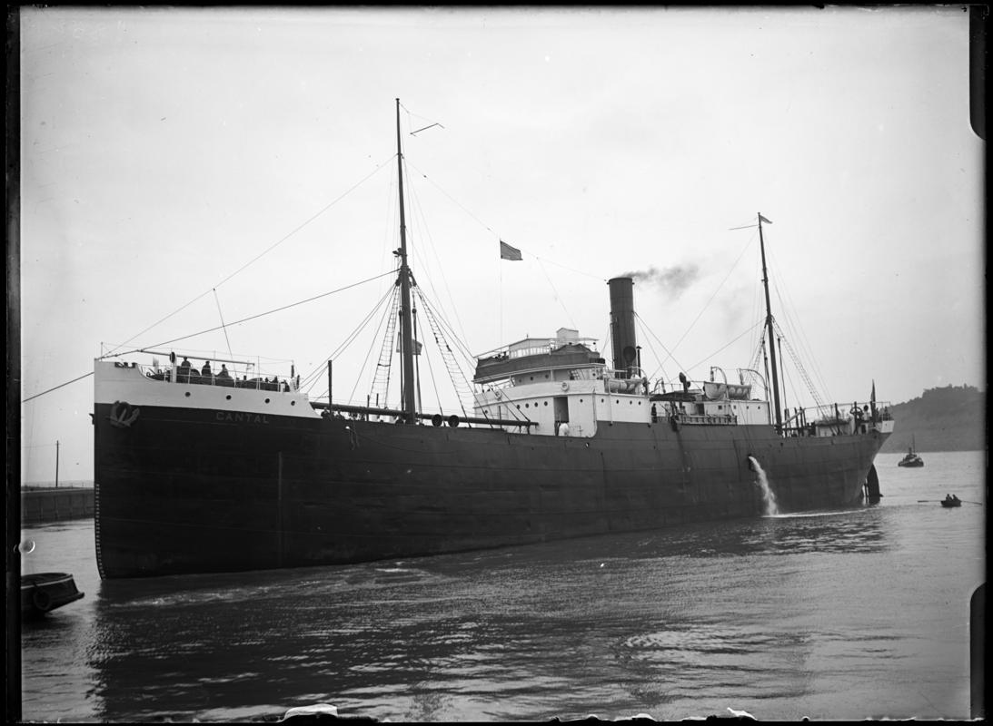 Three quarter Port bow view of S.S. CANTAL, c.1936.