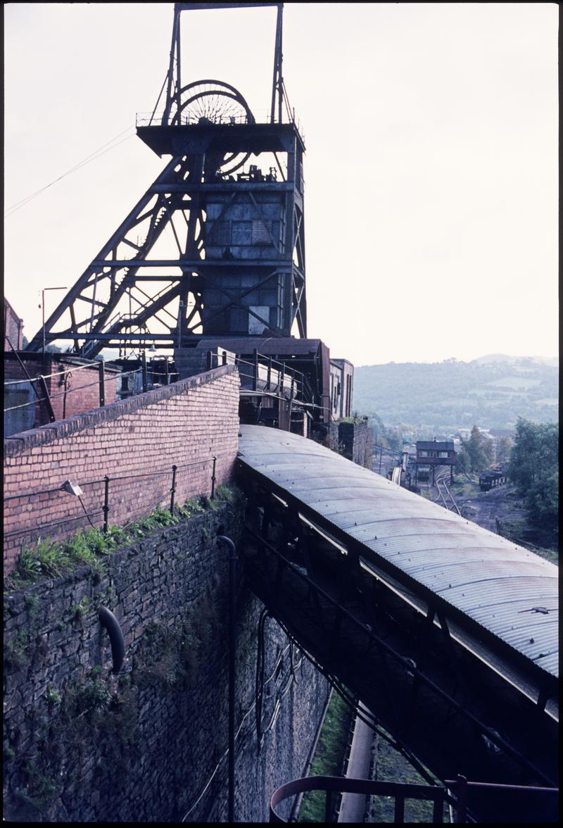 Colour film slide showing the upcast shaft, Celynen North Colliery.
