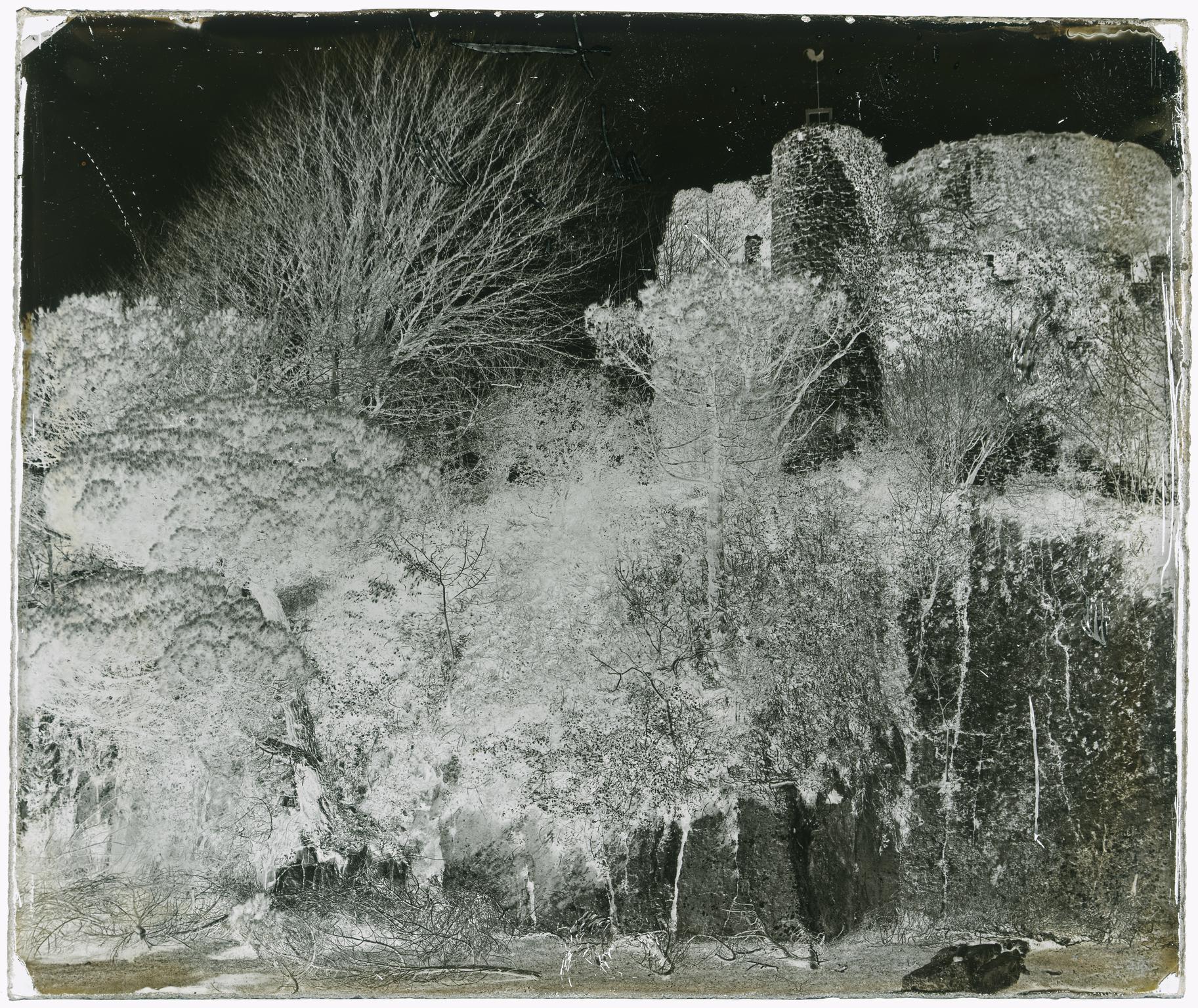 Ruined castle, glass negative