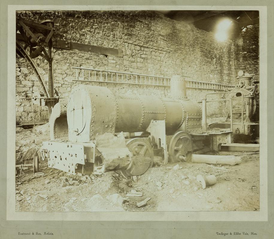 Partly dismantled derelict Tredegar locomotive