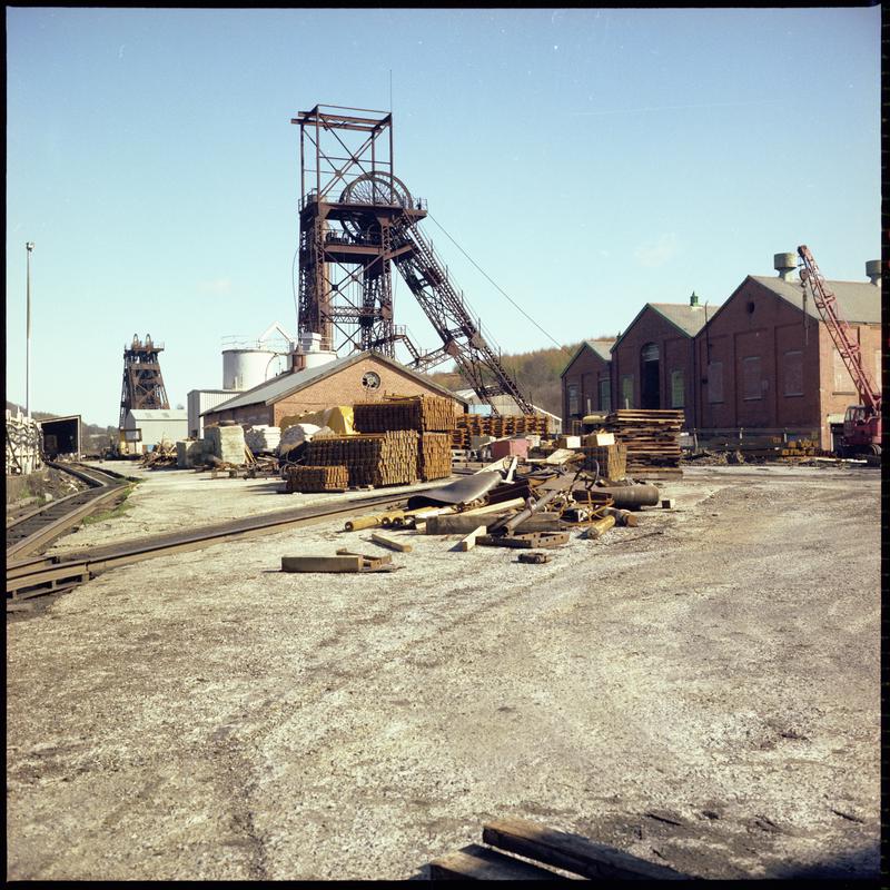 Colour film negative showing a surface view of Cefn Coed Colliery. &#039;Cefn Coed&#039; is transcribed from original negative bag.