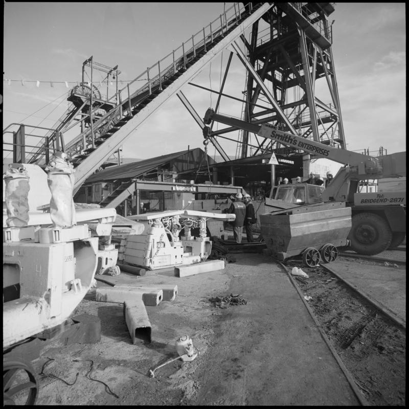 Black and white film negative showing the Western Colliery headframes. &#039;Western&#039; is transcribed from original negative bag.