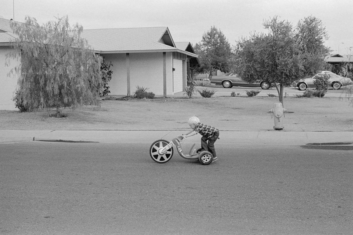 USA. ARIZONA. Mesa. Modes of transport in a city suburb. 1979.