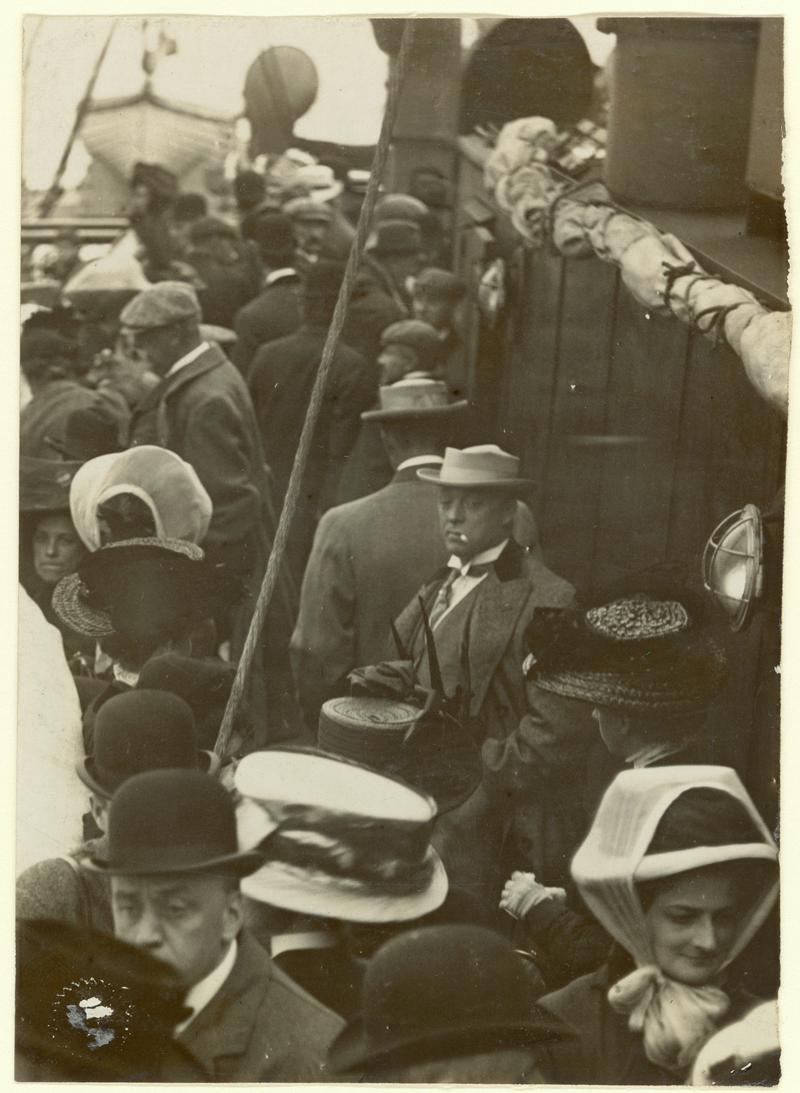 American passengers on the tender by the R.M.S. LUSITANIA at Fishguard.