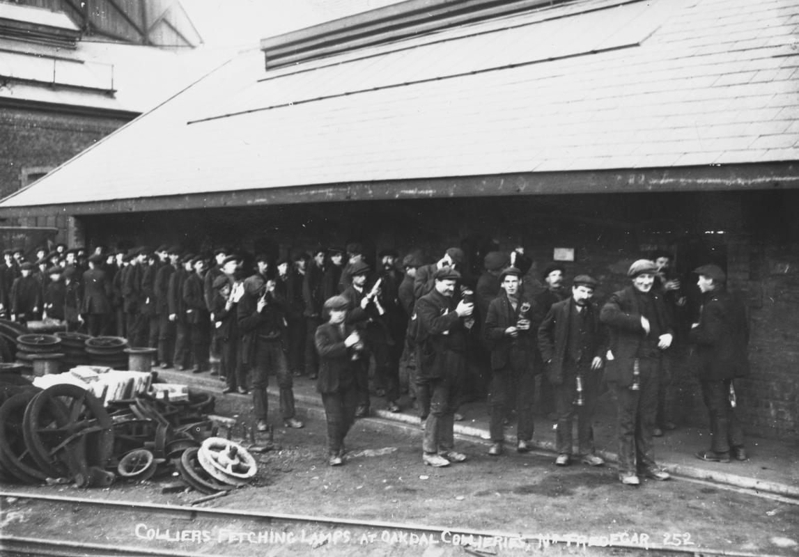 Colliers Fetching Lamps at Oakdale Collieries, Nr Tredegar.