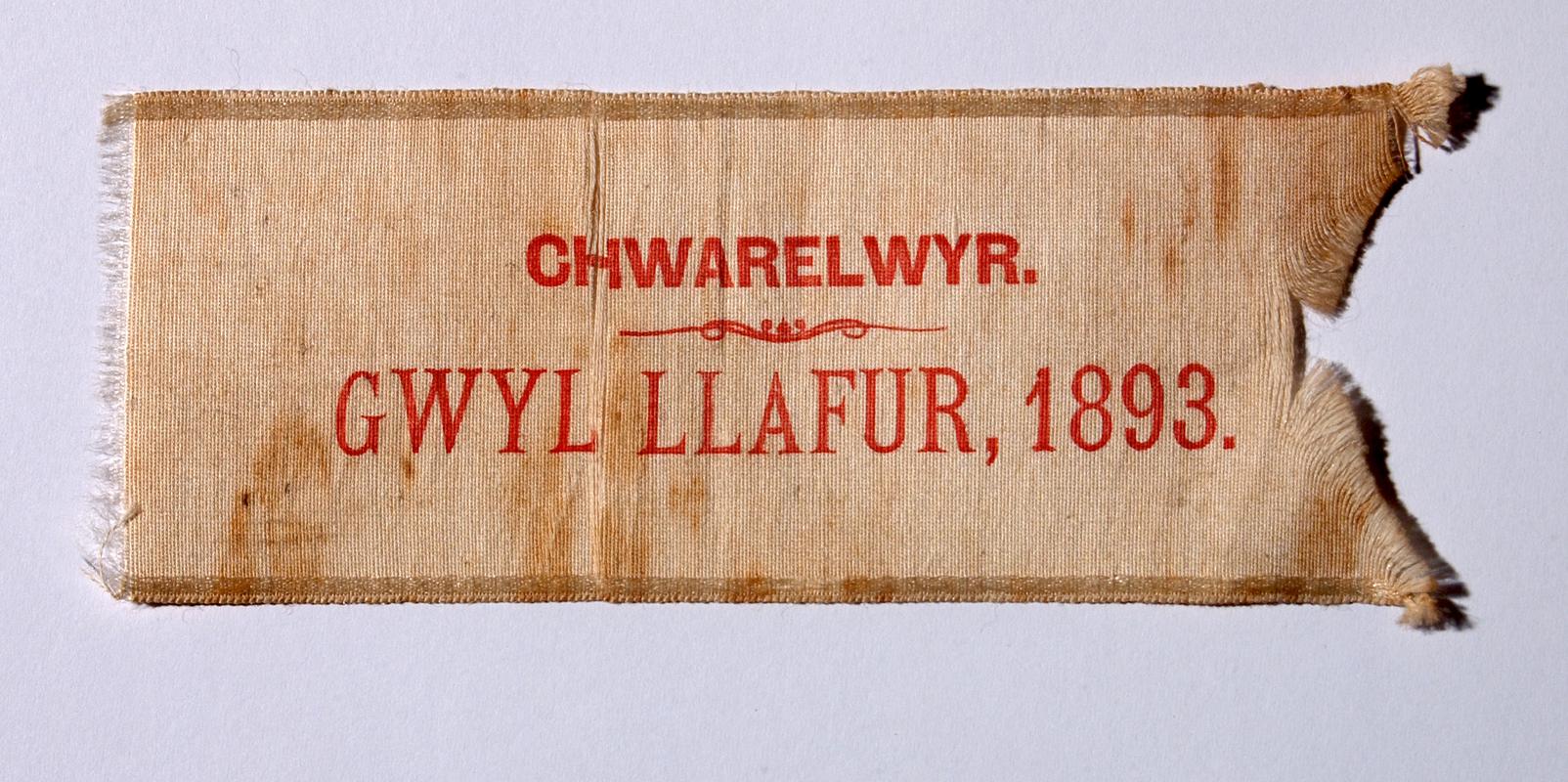 Slate Quarrymans Union membership ribbon