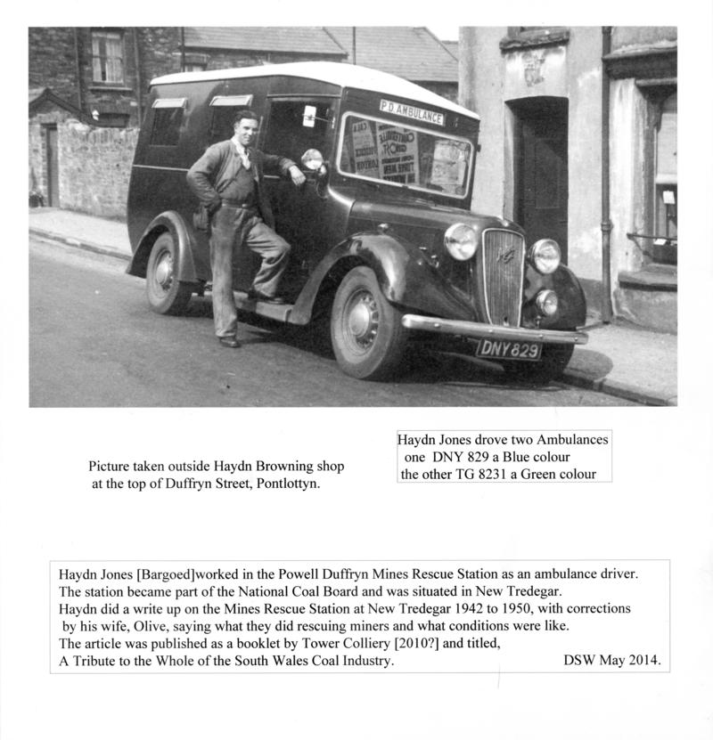Haydn Jones with Powell Duffryn ambulance