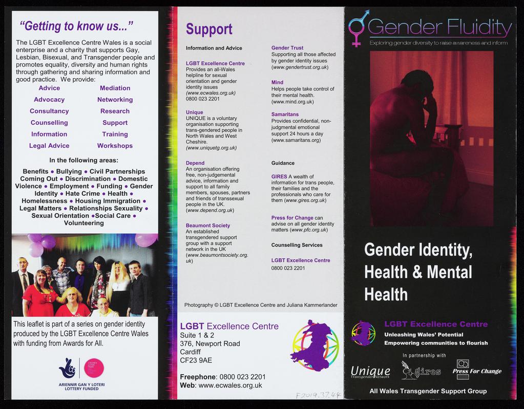 LGBT Excellence Centre leaflet &#039;Gender Fluidity. Gender Identity, Heath &amp; Mental Health&#039;.