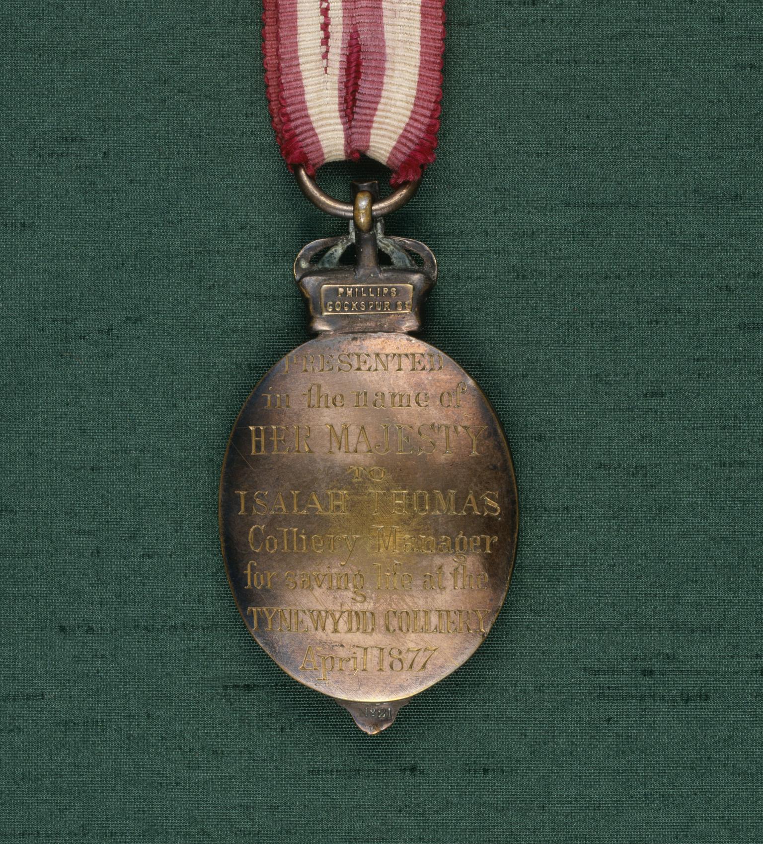Albert Medal, bronze, presented to Isaiah Thomas