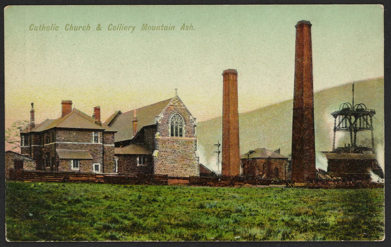 Catholic Church &amp; Colliery, Mountain Ash (postcard)