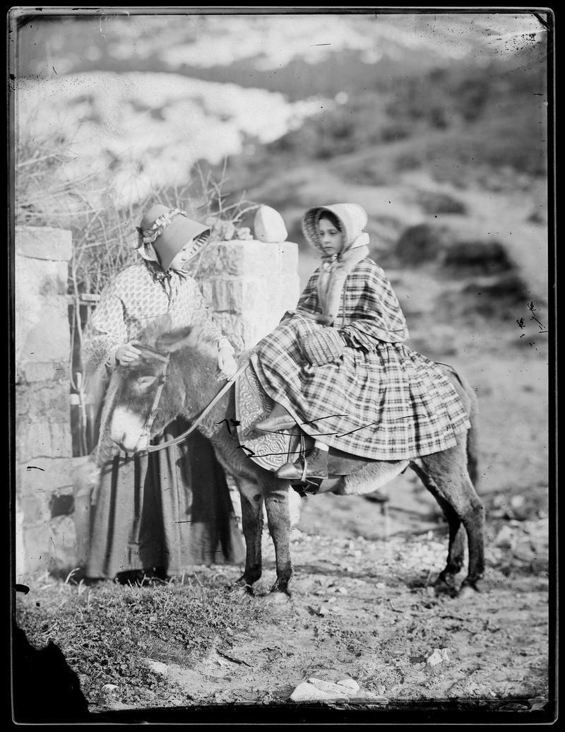 Elinor and her donkey 1853 (glass negative)