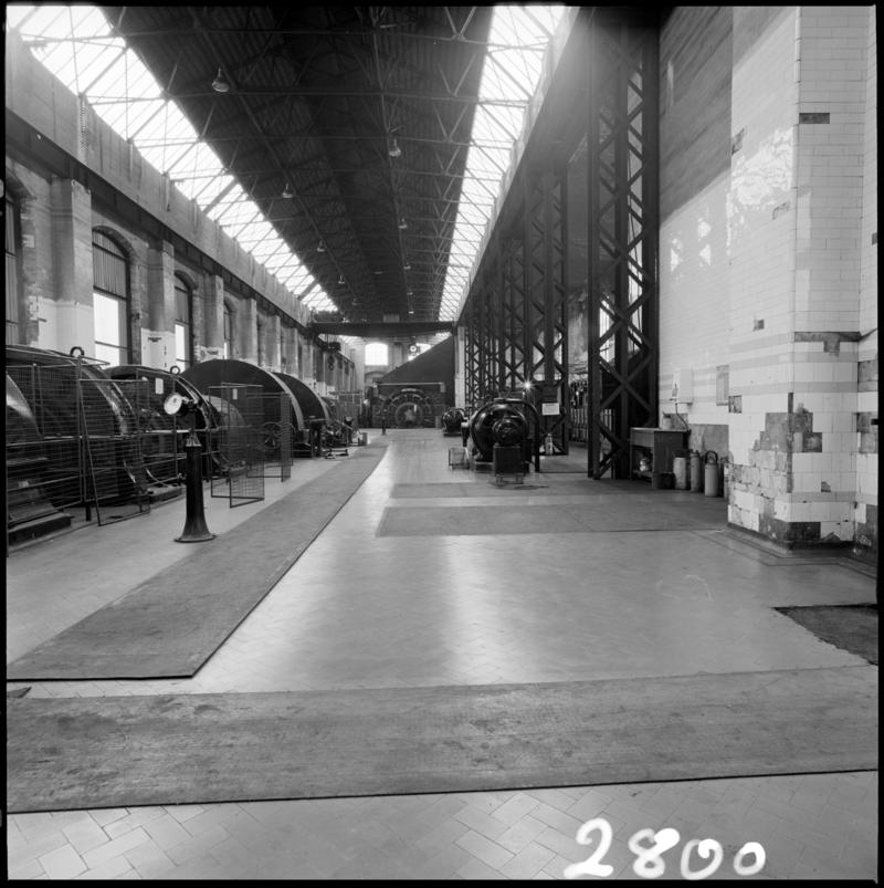 Black and white film negative showing the engines in the engine house, Britannia Colliery.  &#039;Britannia&#039; is transcribed from original negative bag.