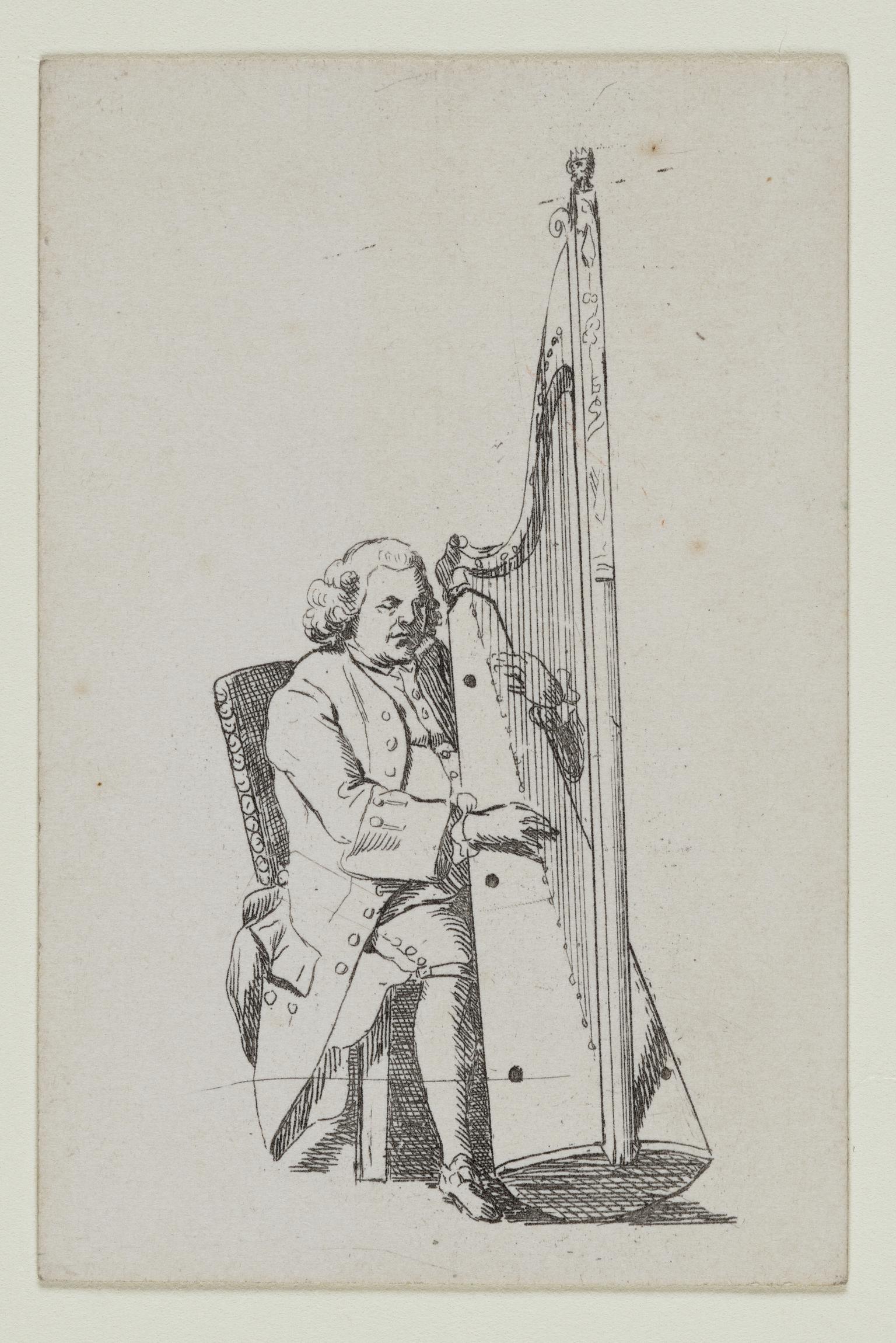 John Parry playing the harp