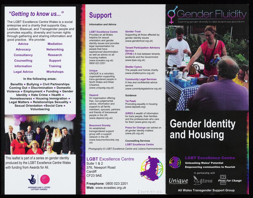 LGBT Excellence Centre leaflet &#039;Gender Fluidity. Gender Identity and Housing&#039;.