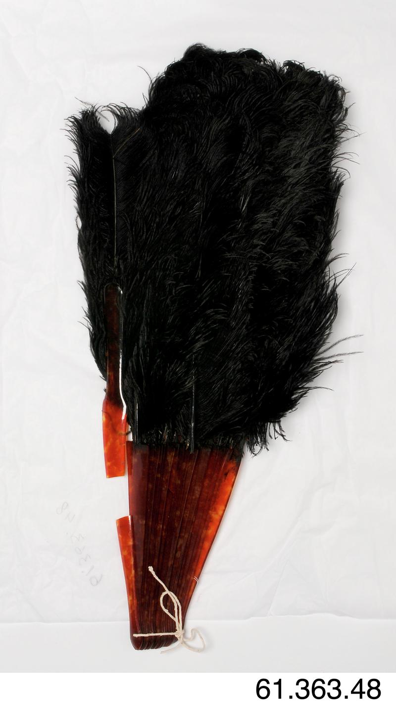 Black ostrich feather and mock-tortoiseshell sticks &amp; guards