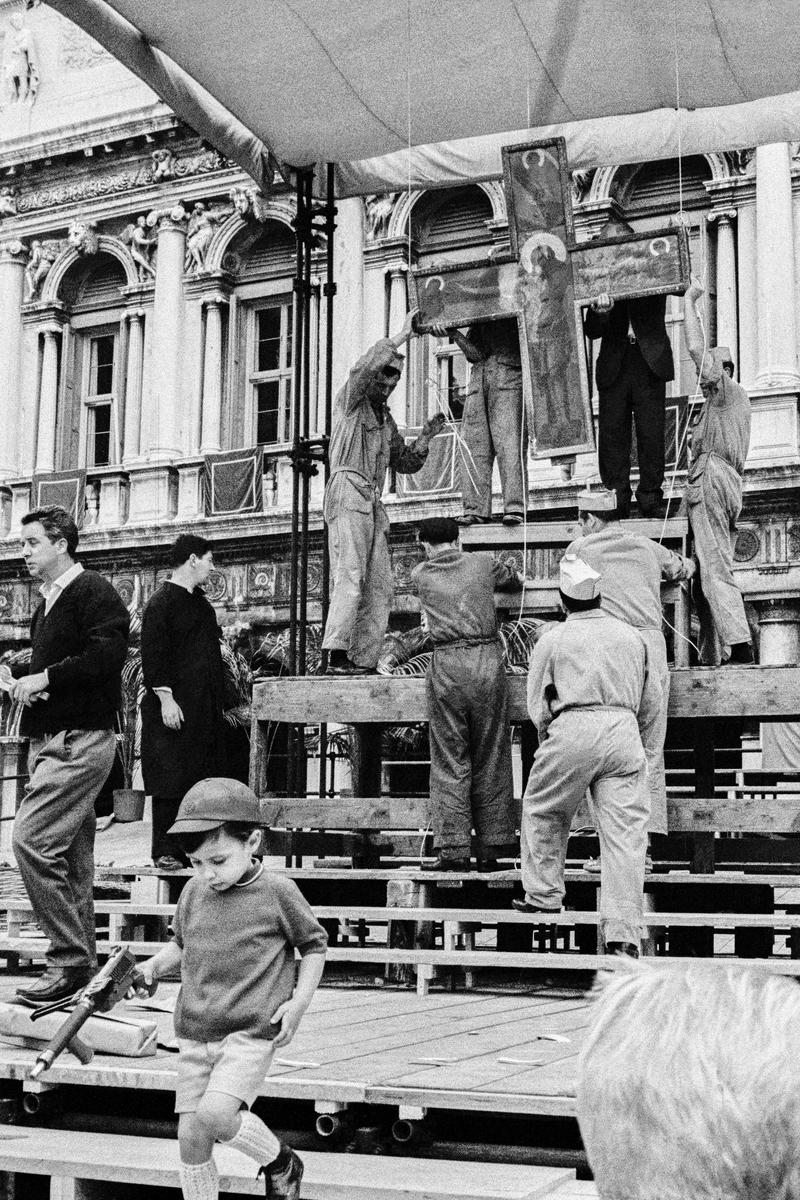 ITALY. Venice. Religious festival in the square plus child with gun. 1964.