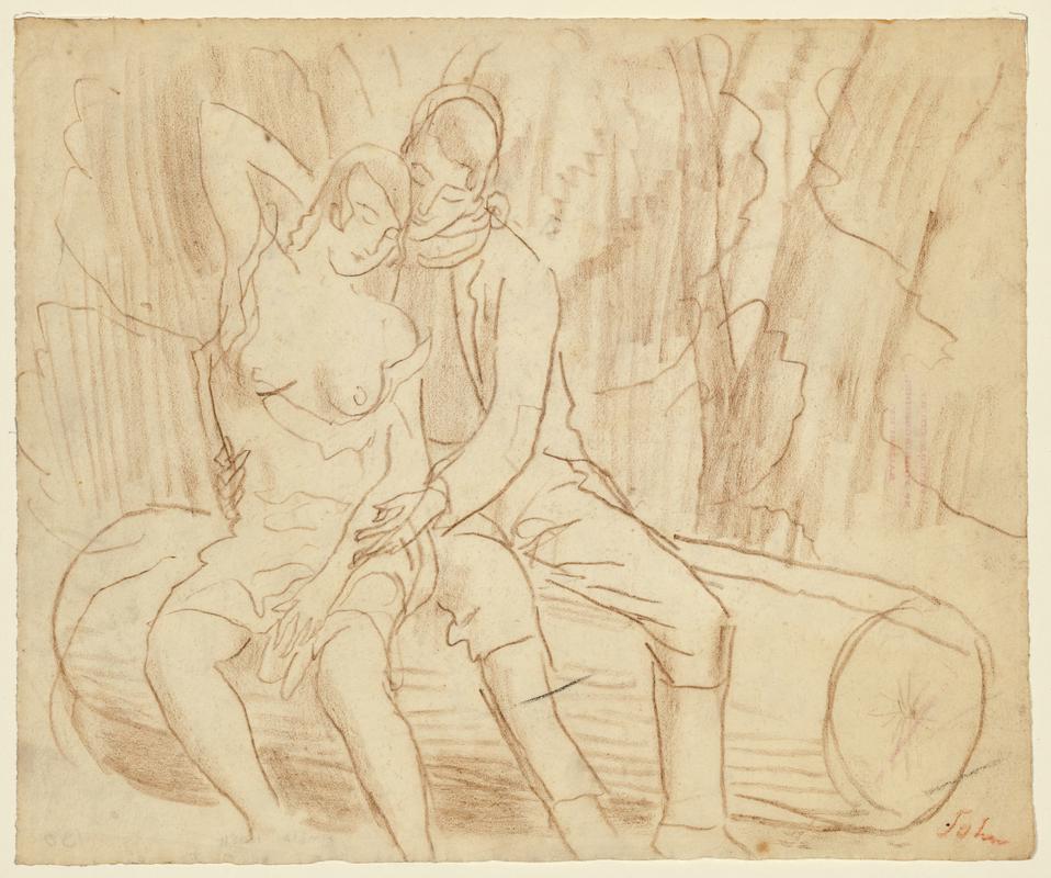Lovers Seated on a Log