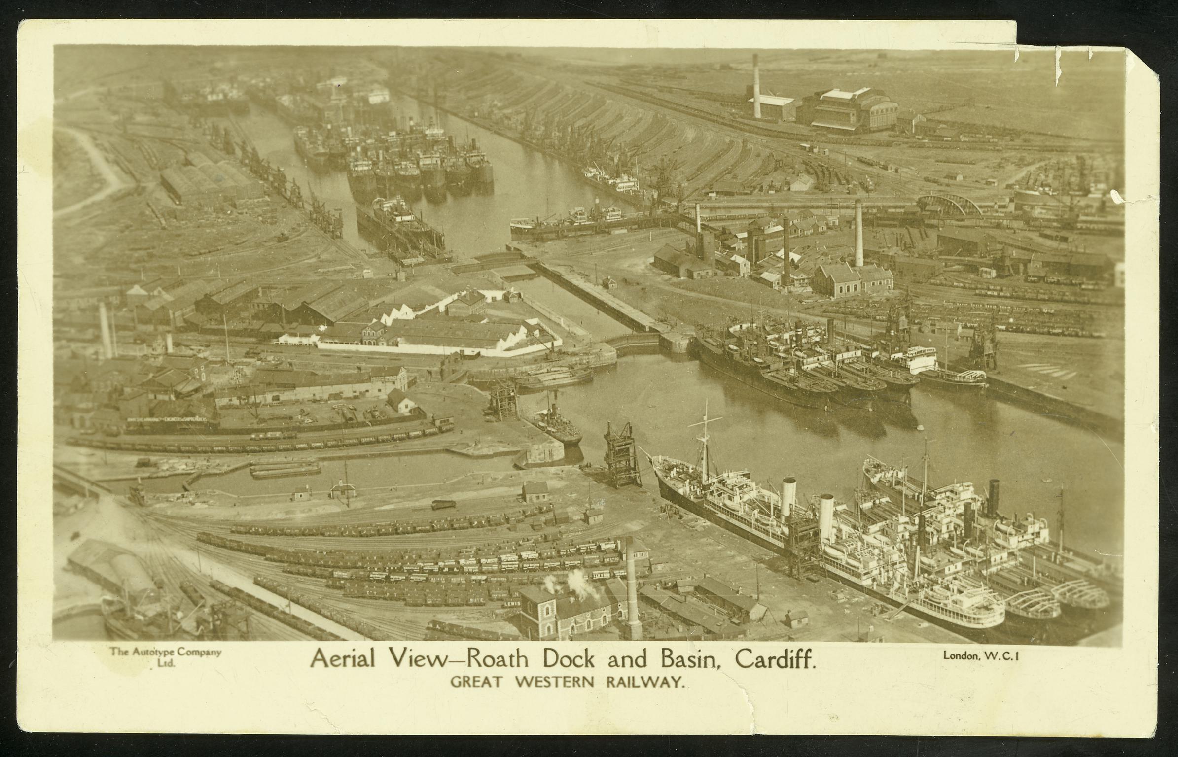 Aerial View - Roath Dock and Basin, Cardiff (postcard)