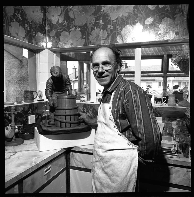 Adriano Candelori in his studio at Llanelli, negative