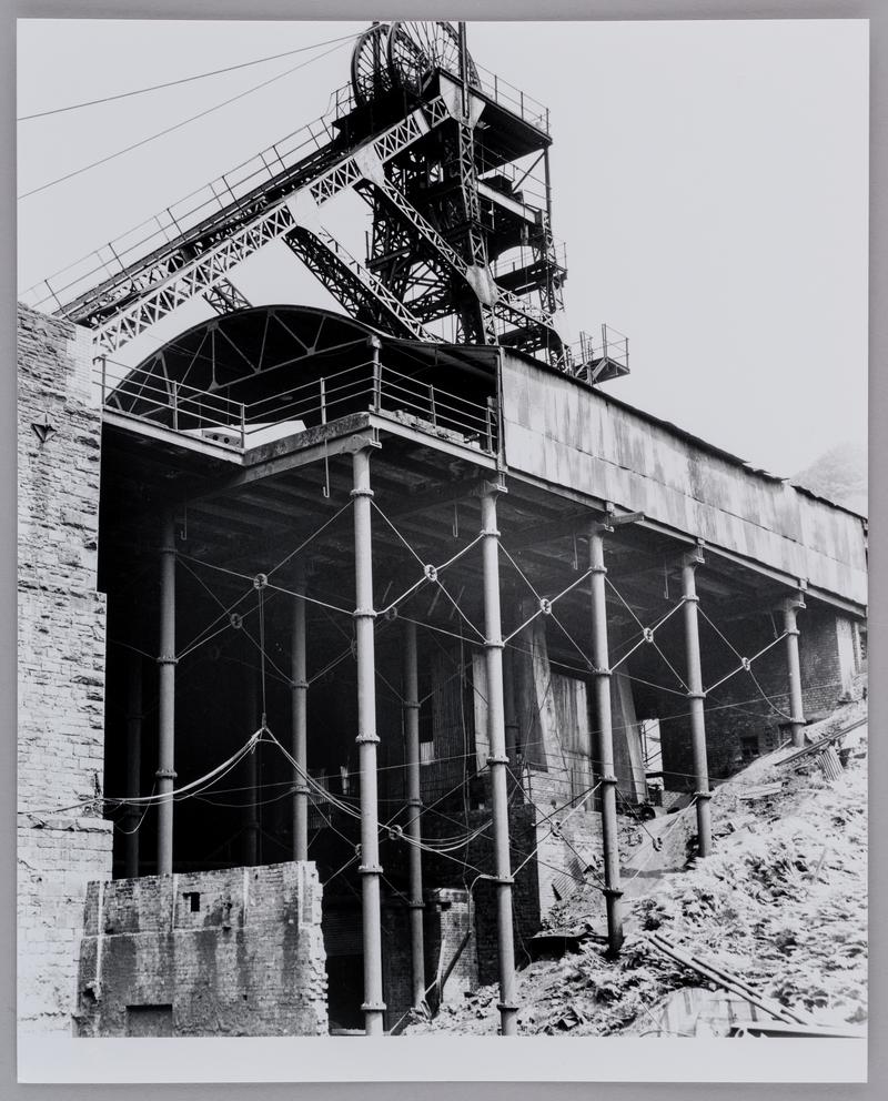 Headgear above a cast iron structure, Marine Colliery.