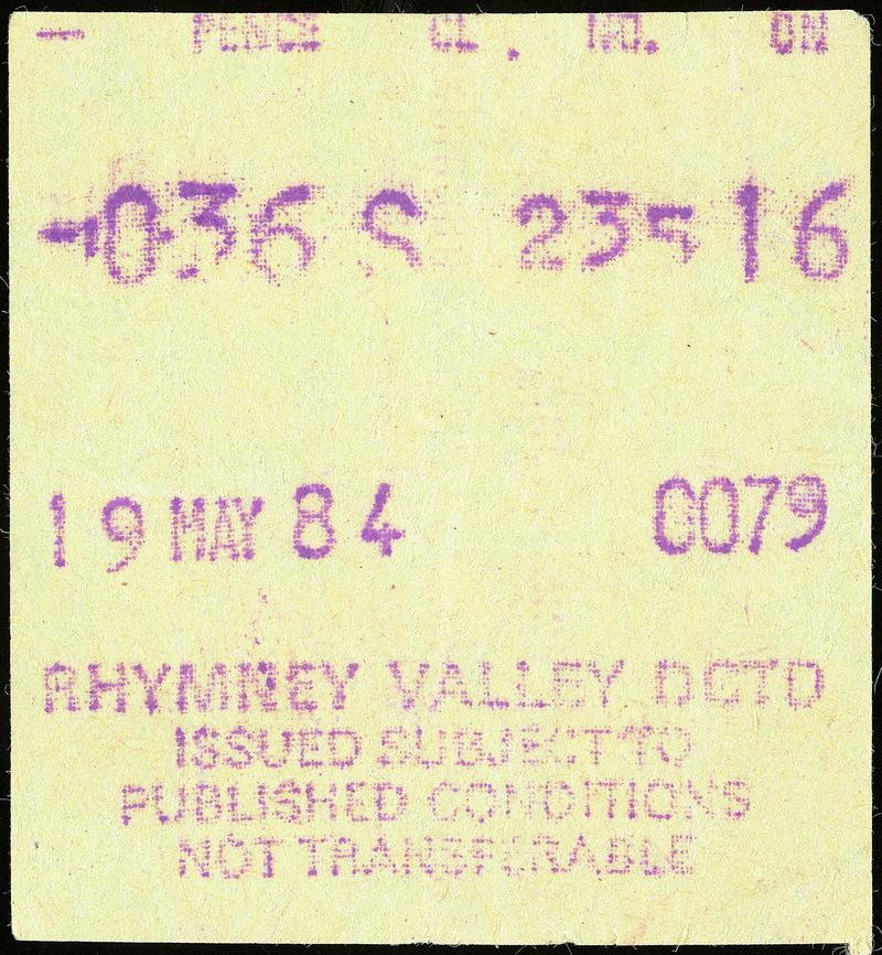 Rhymney Valley District Council bus ticket
