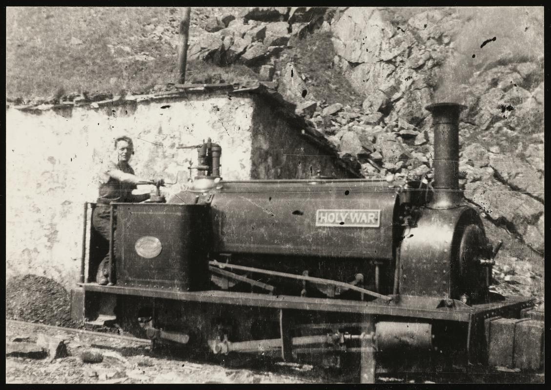 Modern copy of photograph showing part of the HOLY WAR locomotive at the Dinorwig Quarries, Llanberis in the 1950&#039;s.
