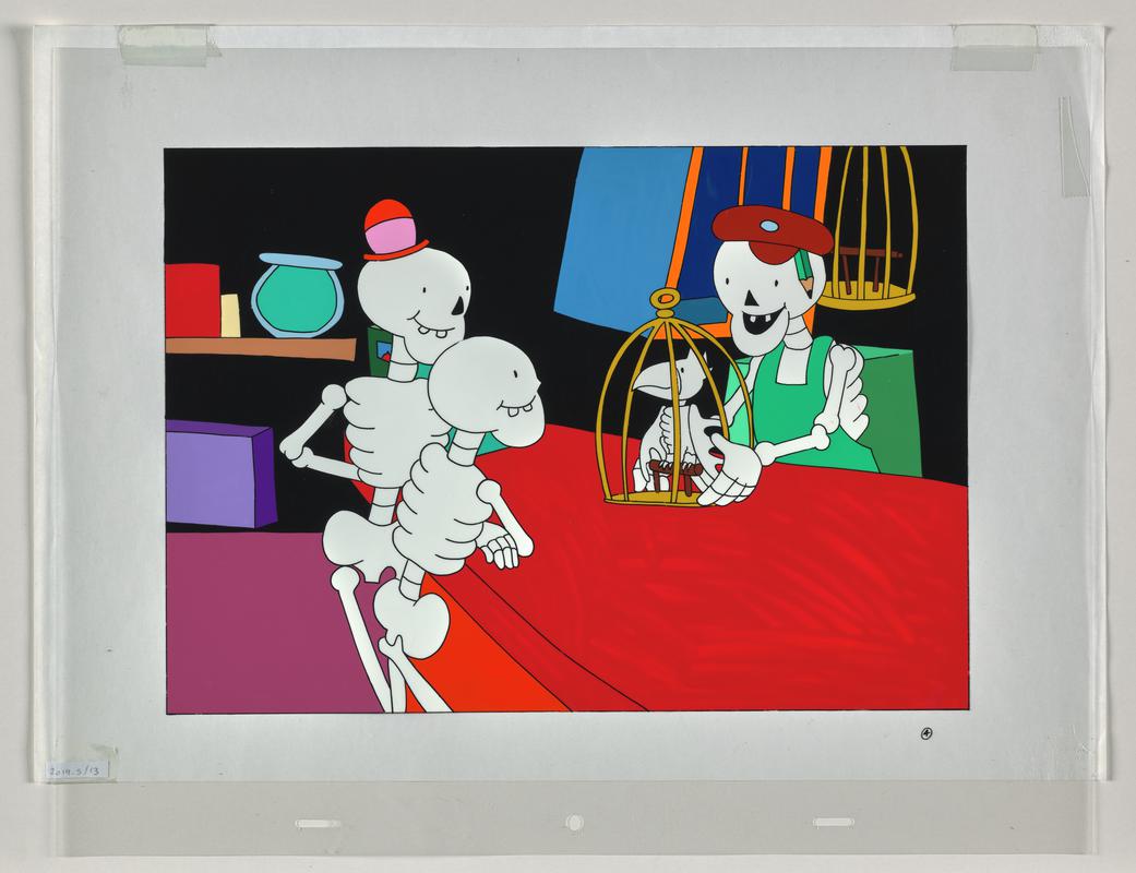 Funny Bones publicity/marketing artwork representing episode &#039;The Pet Shop&#039;, showing characters Big, Little and Mr Bonehead.