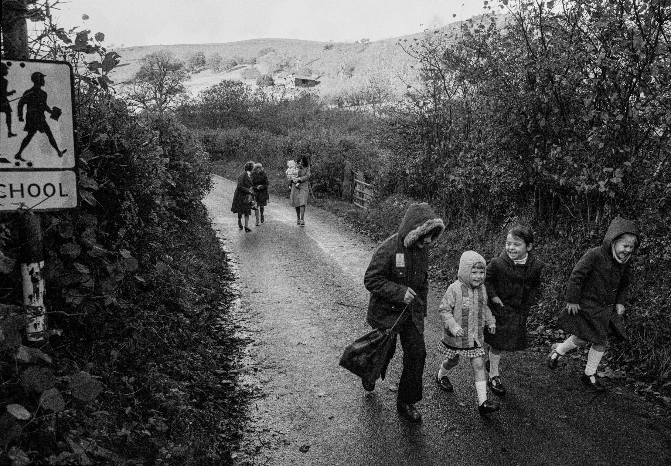 The smallest school in the UK. Four students. Evening trip home. Llaneglwys, Wales