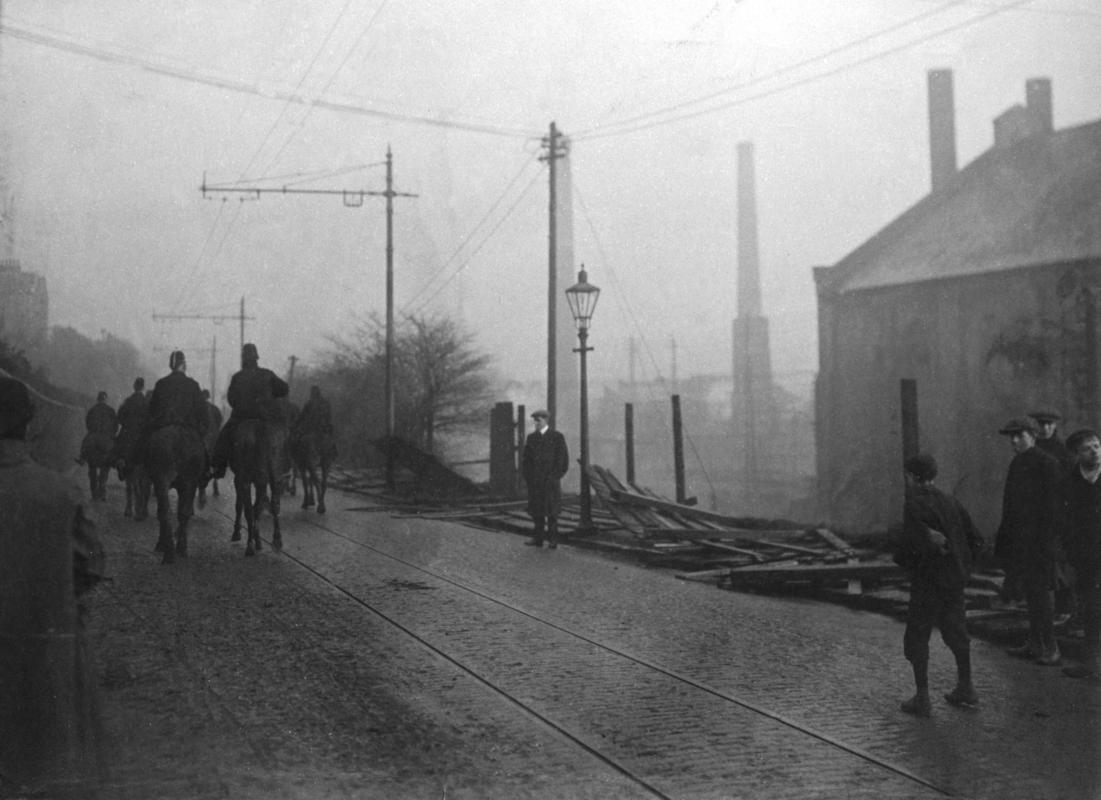Cambrian Combine Strike 1910 - 1911. Damage done to Glamorgan Colliery fences through being trampled underfoot.