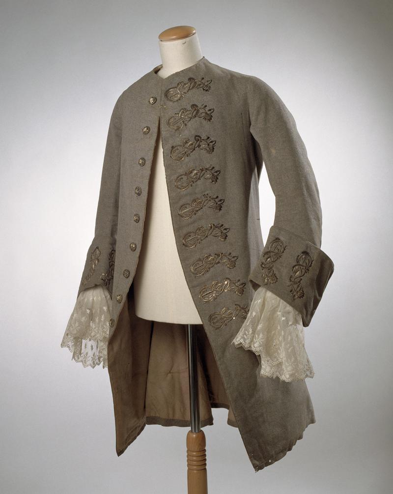 18th century man&#039;s grey woollen coat