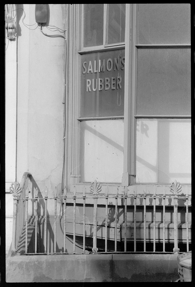 Window of Salmon&#039;s Rubber Co., Bute Street.