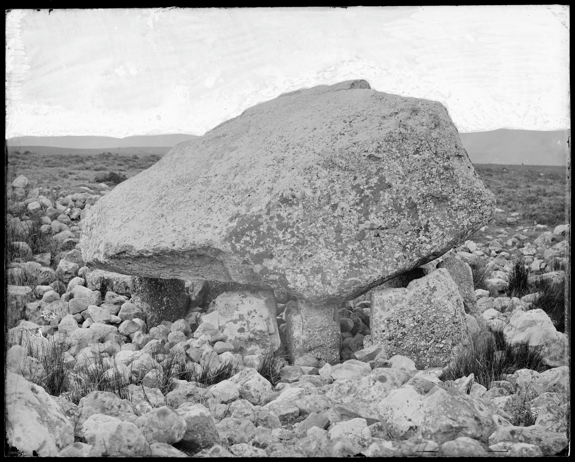 Arthur's Stone on Cefn Bryn (glass negative)