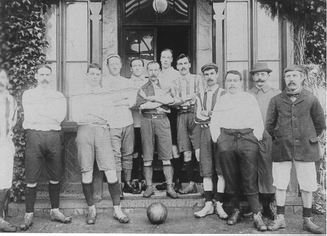 Dinorwig Quarry Hospital. A football team - members are possibly all officials at Dinorwig Quarry